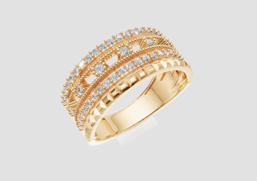 Signature Ribbed Statement Ring — 3D model preview