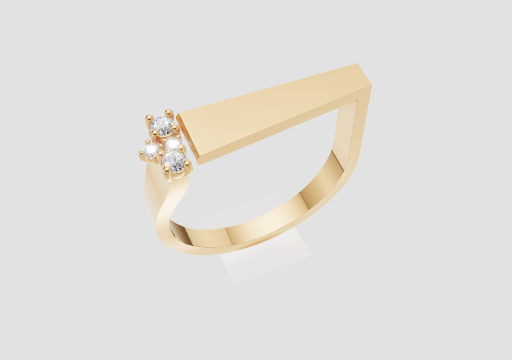 Signature Asymmetric Spark Ring — 3D model preview
