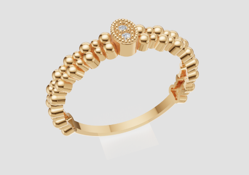 Signature Beaded Pulse Ring — 3D model preview