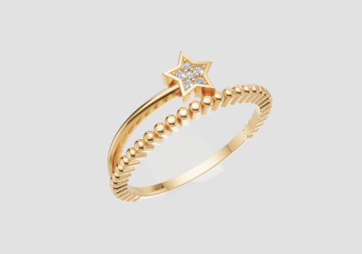 Star Textured Band Ring — 3D model preview