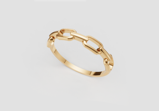Signature Paperclip Link Ring — 3D model preview