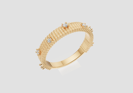 Signature Ribbed Cadence Ring — 3D model preview