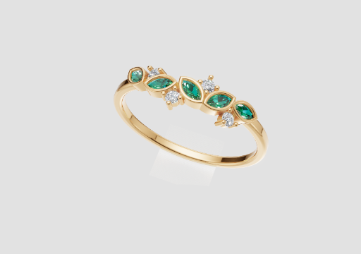 Trio Vine Crest Ring — 3D model preview