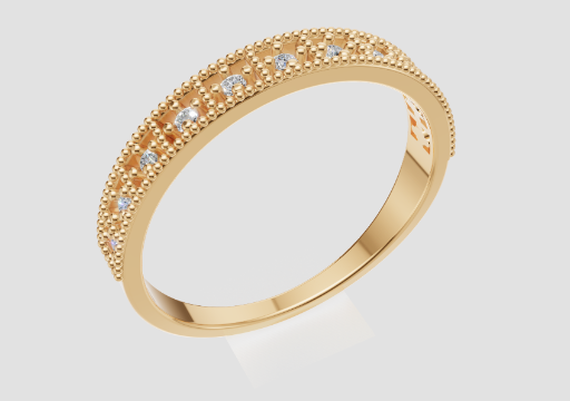 Signature Beaded Edge Pave Ring — 3D model preview