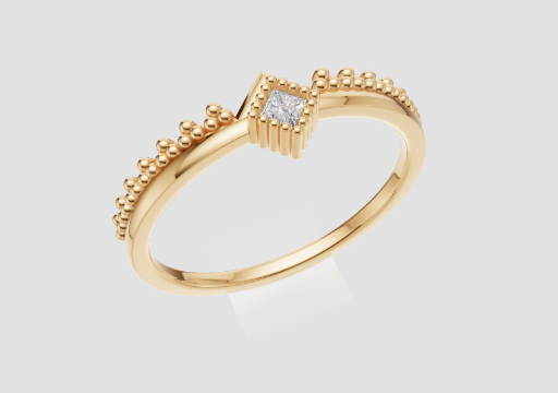 Signature Beaded Chevron Ring — 3D model preview