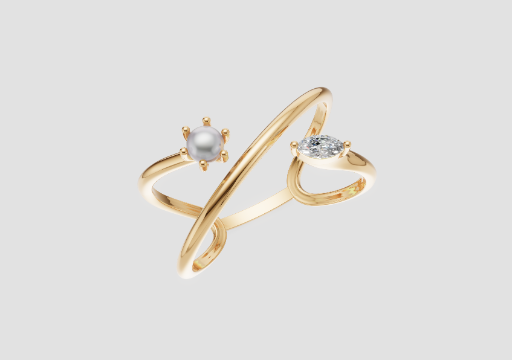 Pearl Split Band Ring — 3D model preview