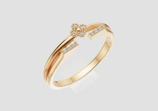 Signature Blossom Bypass Ring — 3D model preview