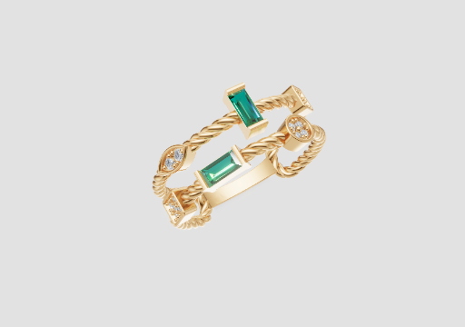 Baguette Cadence Twist Ring — 3D model preview