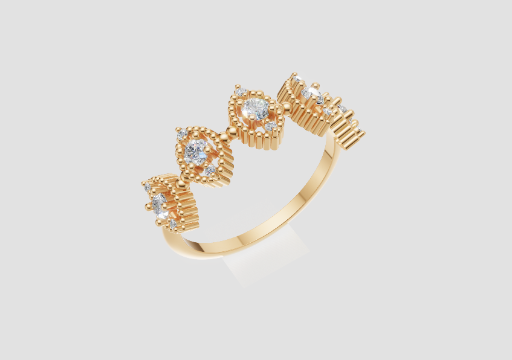 Signature Marquise Station Ring — 3D model preview