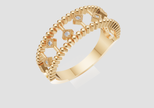 Signature Beaded Lattice Ring — 3D model preview