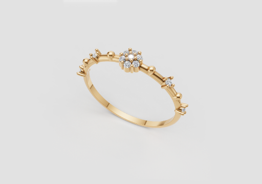 Signature Slender Floral Cluster Ring — 3D model preview