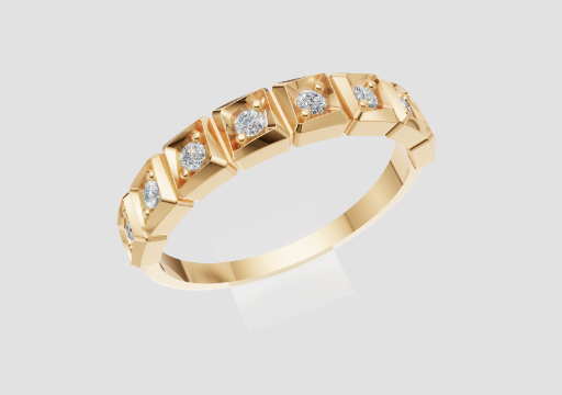 Square Quadra Row Ring — 3D model preview