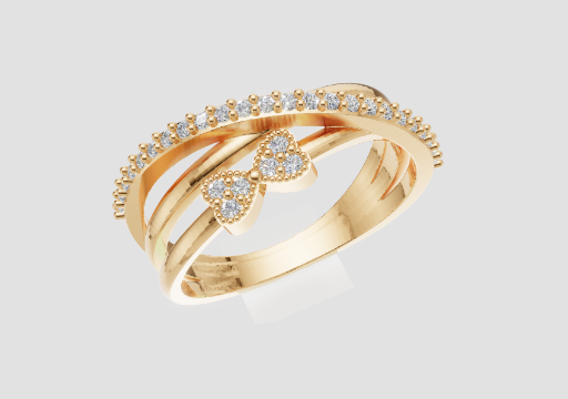 Signature Twin Heart Ring — 3D model preview