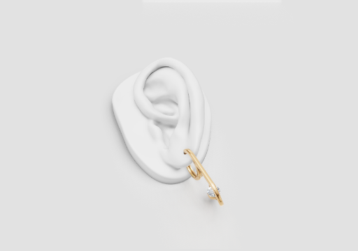 Signature Floating Stone Hoop Earrings — 3D model preview