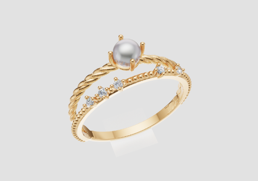 Pearl Solitaire Band Ring — 3D model preview
