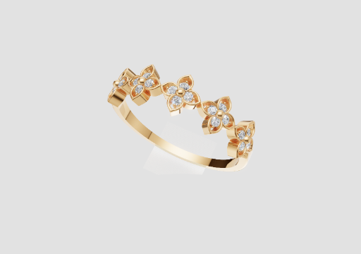 Signature Floral Blossom Ring — 3D model preview