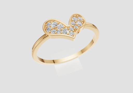 Signature Tilted Heart Ring — 3D model preview