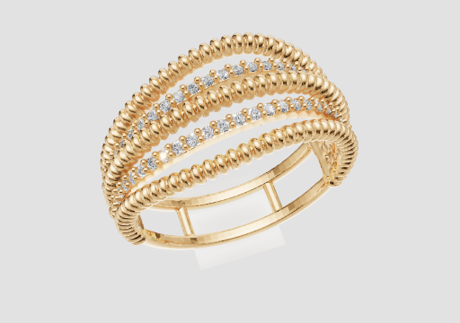 Signature Beaded Row Ring — 3D model preview