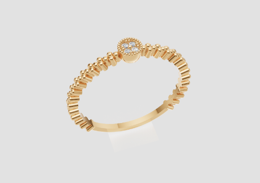Signature Beaded Disc Ring — 3D model preview