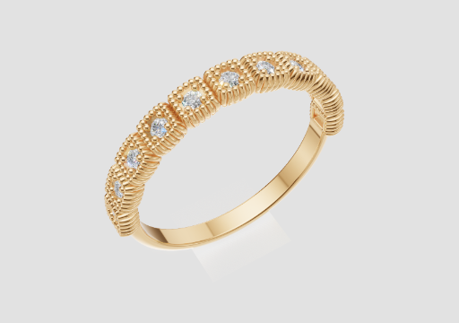 Signature Milgrain Frame Ring — 3D model preview