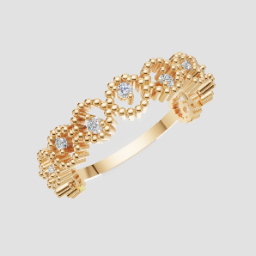 Signature Beaded Crown Ring — 3D model preview
