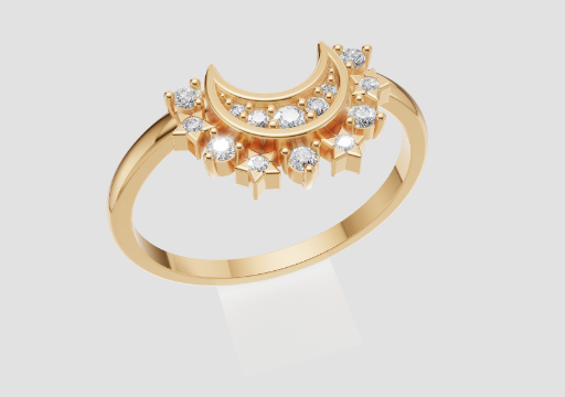 Signature Crescent Halo Ring — 3D model preview