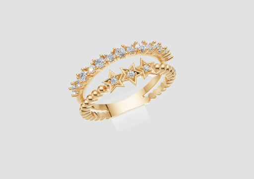 Star Beaded Band Ring — 3D model preview