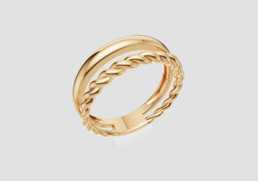 Signature Dual Texture Ring — 3D model preview
