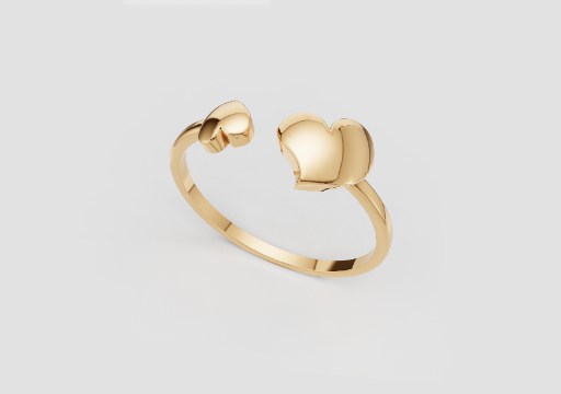 Signature Open Heart Duo Ring — 3D model preview