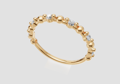 Trio Heart Band Ring — 3D model preview