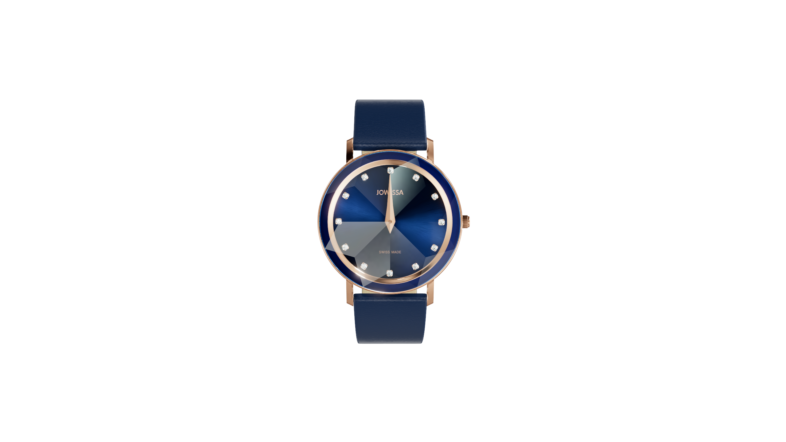 Facet Dark Blue Leather Rose Gold Women