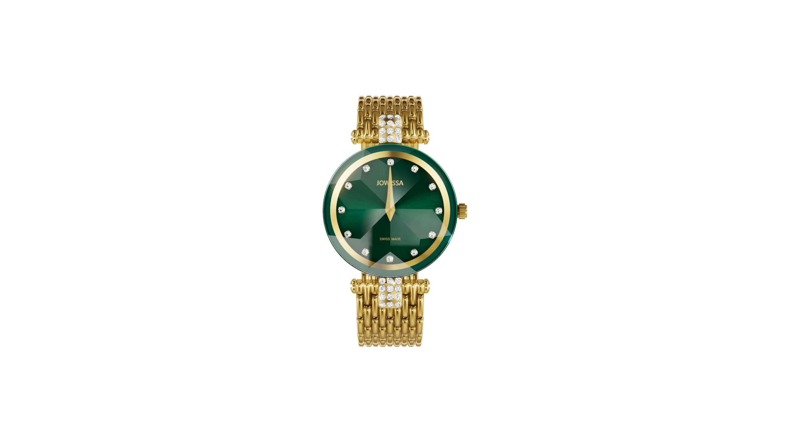 Facet Strass Gold Green Dial Watch for Women Diamond Cut Crystal