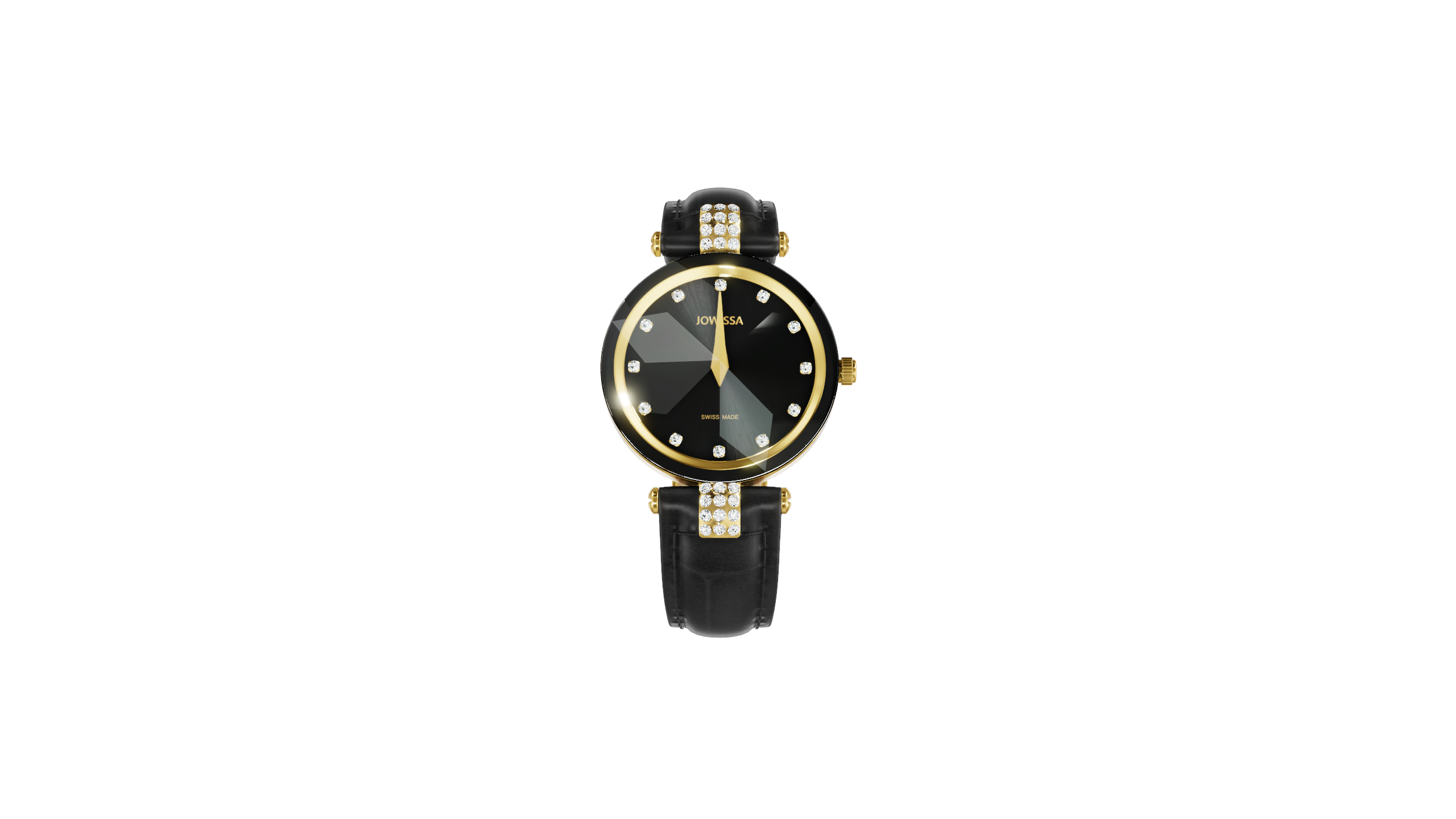Women\'s Strap Watch Black Faux Leather Gold Dial Mineral Crystal 3048BK-FV_d46b5936-74c7-4ee3-  main image 2
