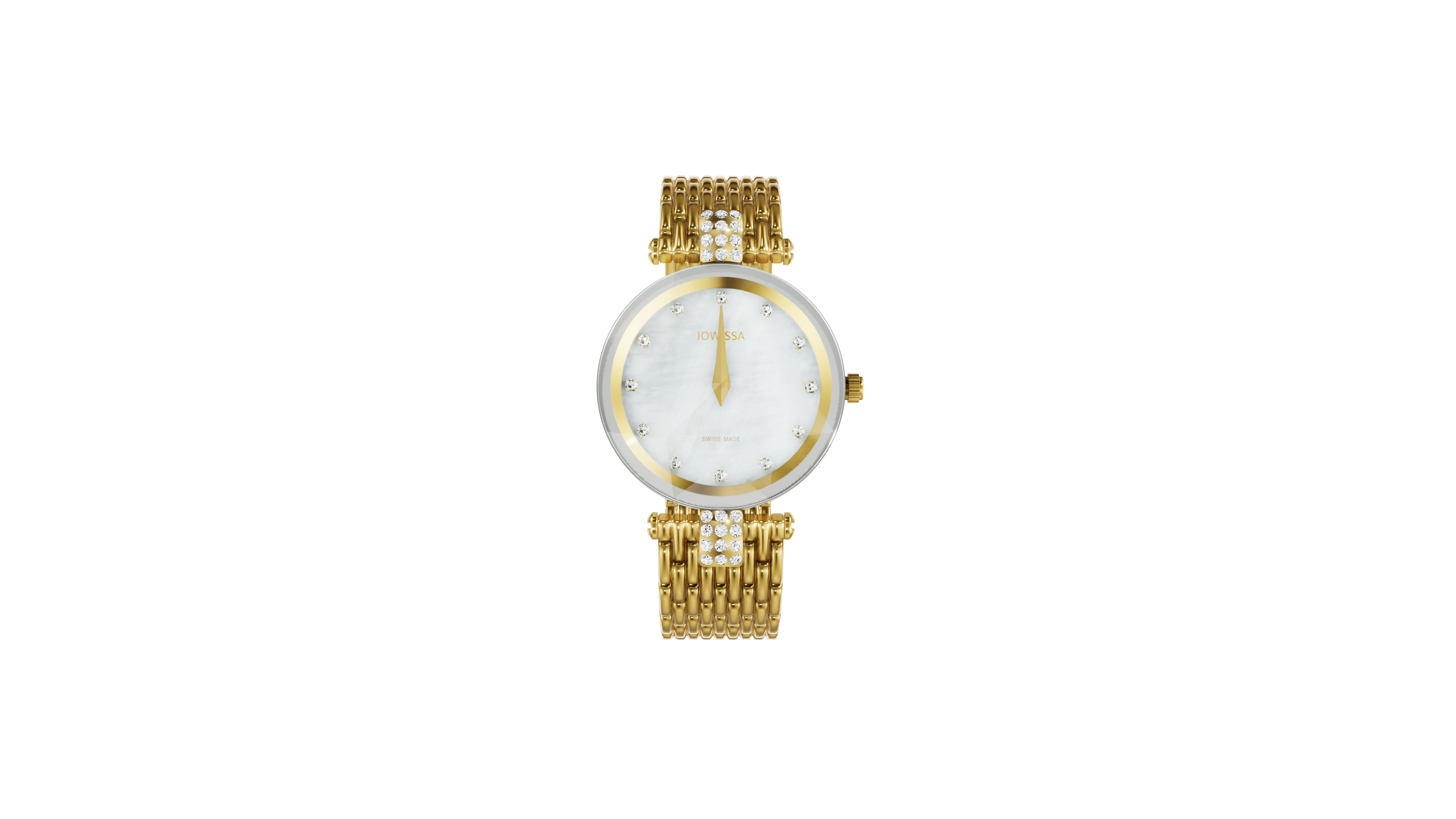 Facet Strass Gold Mother of Pearl Ladies Watch Diamond Cut 
