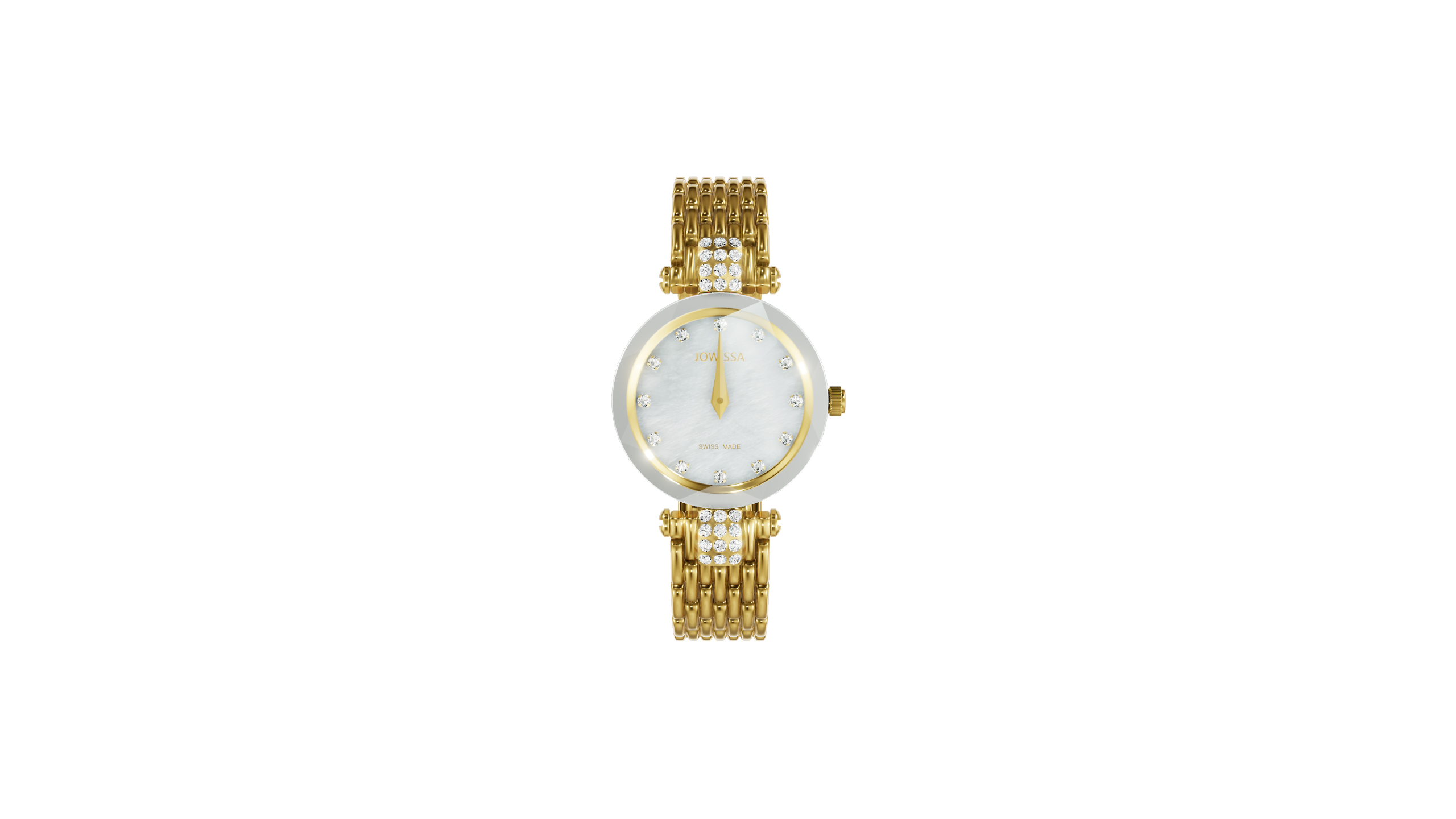 Facet Strass Small Gold Ladies Watch Diamond Cut Dial Milanese
