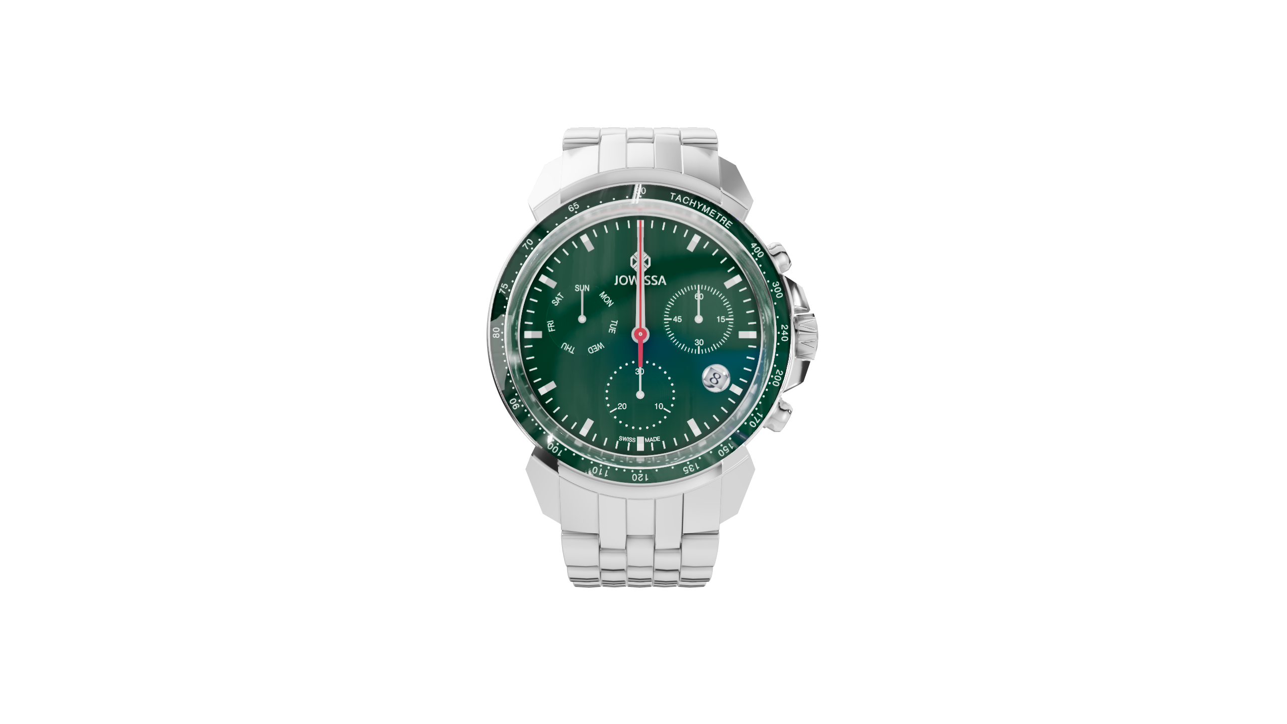 LeWy 9 42mm Green Chronograph Watch with Tachymeter Stainless